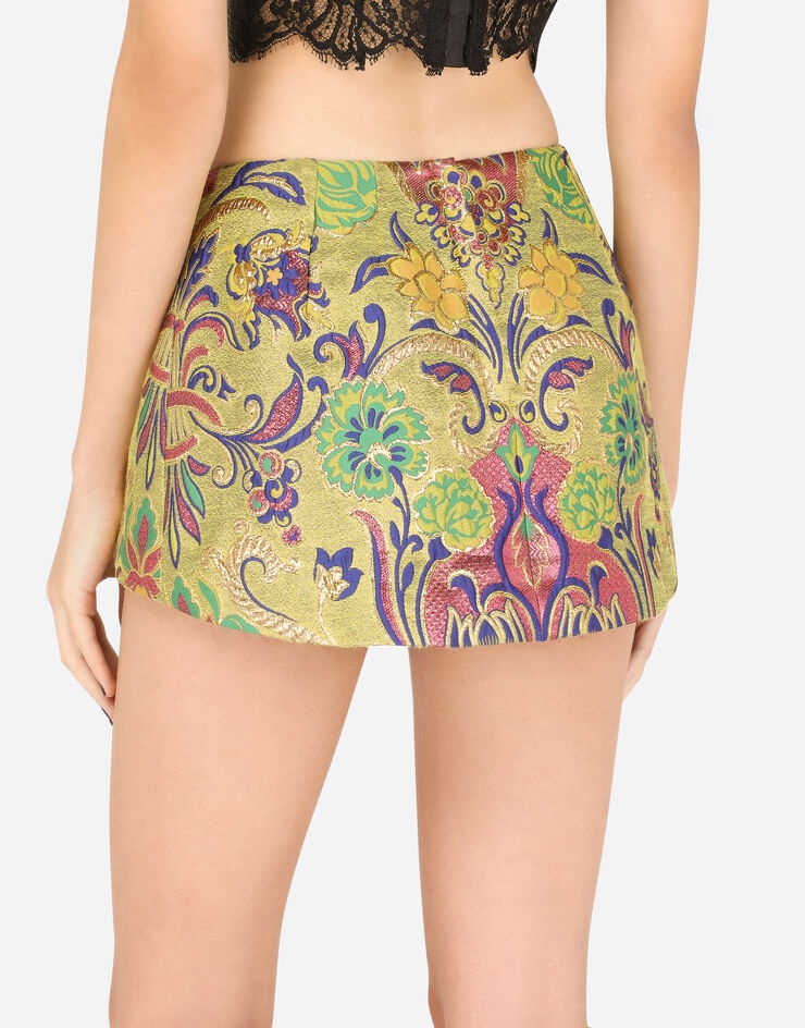 Floral lurex jacquard miniskirt - 5