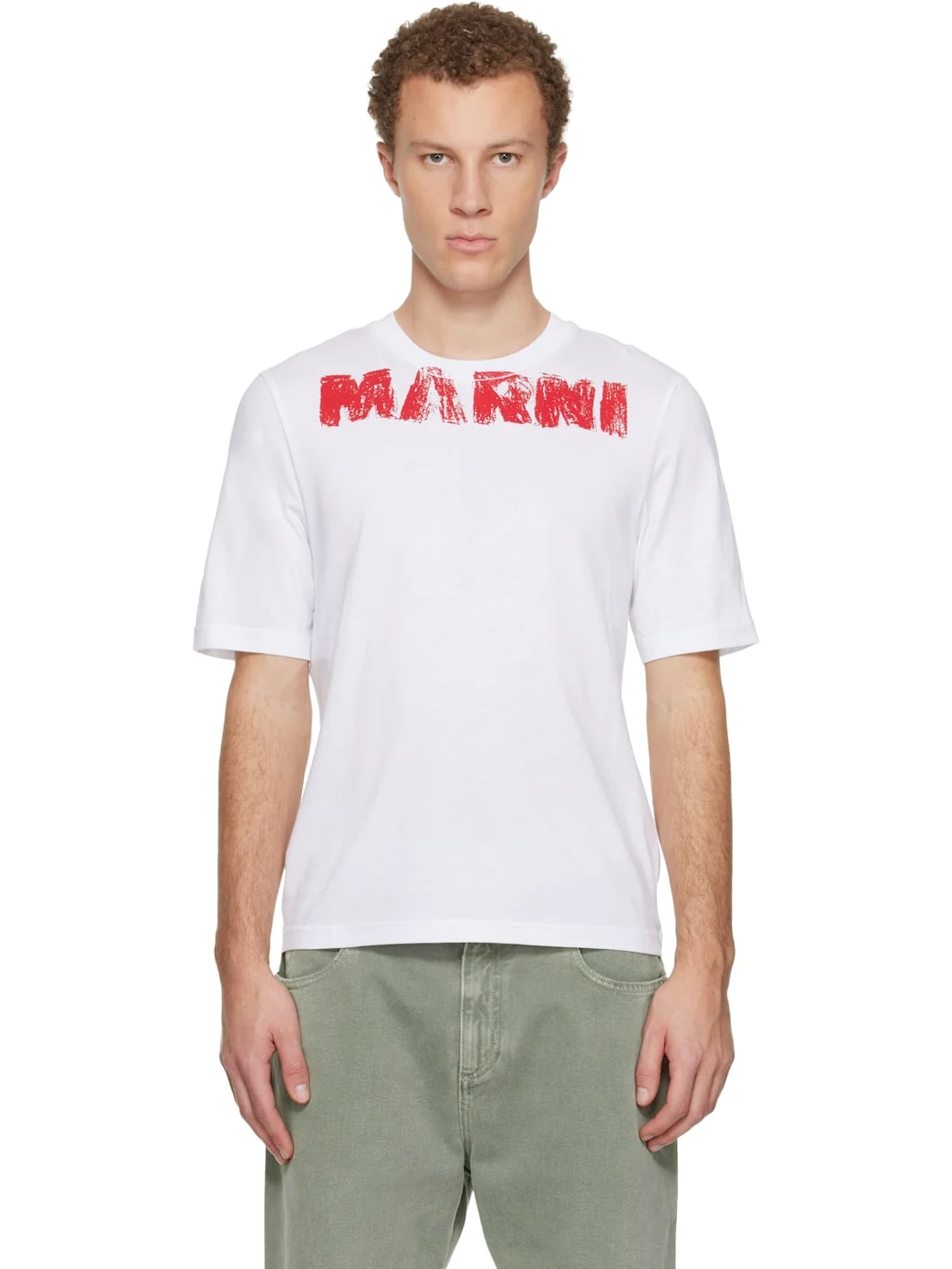 White Marni Monolith Print Cotton T-shirt - 1