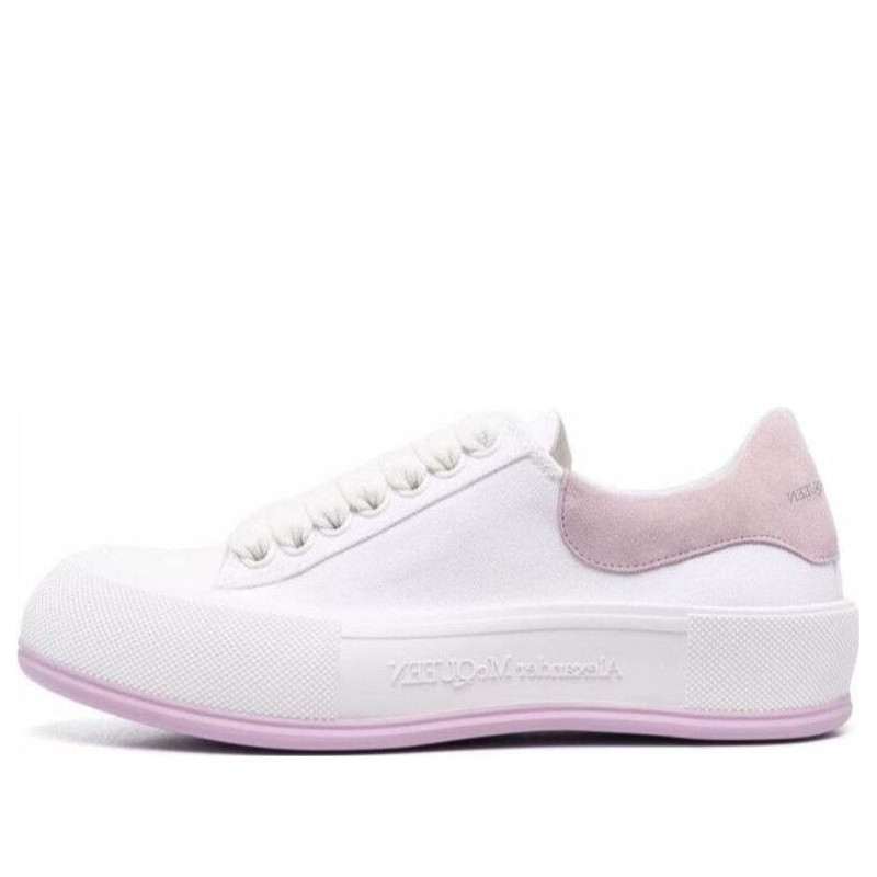 (WMNS) Alexander McQueen Deck Skate Plimsoll Lace Up 'White Lilac' 654593W4MV79490 - 1