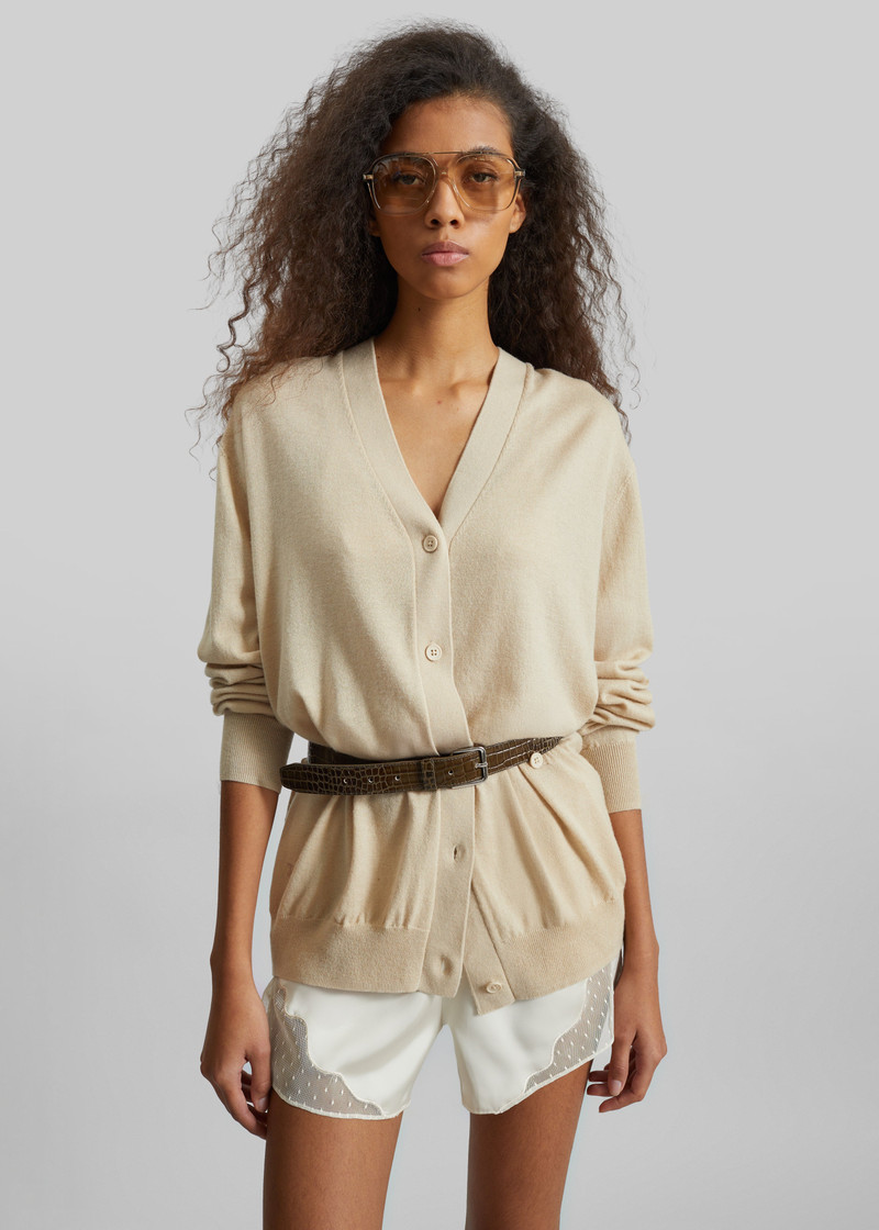Malmo Satin Mini Shorts - Light Beige 5