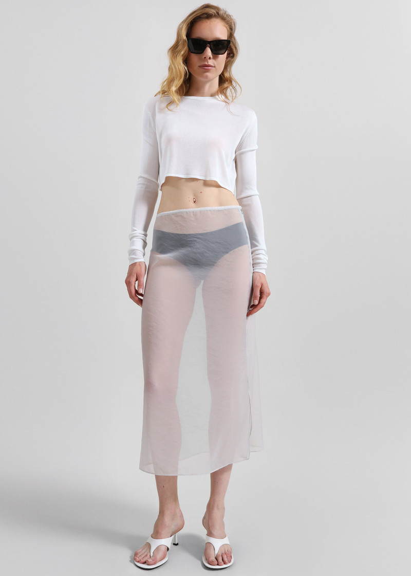 Kazel Cropped Thin Knit Top - White 4