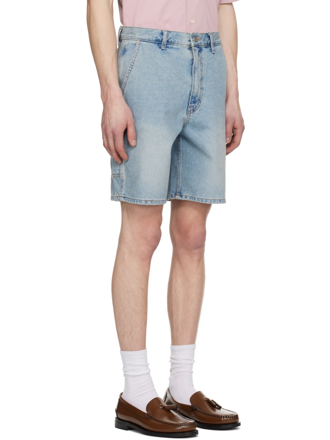 Blue Curved Denim Shorts - 2