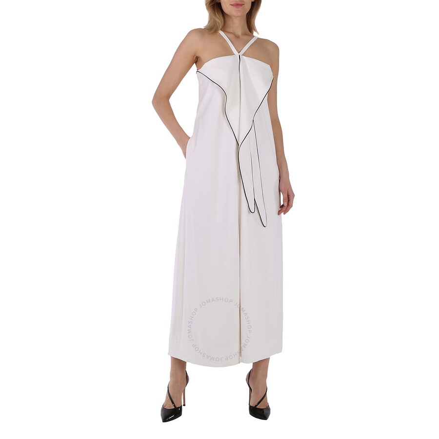 Burberry White Stretch Jersey Drape Detail Gown - 2