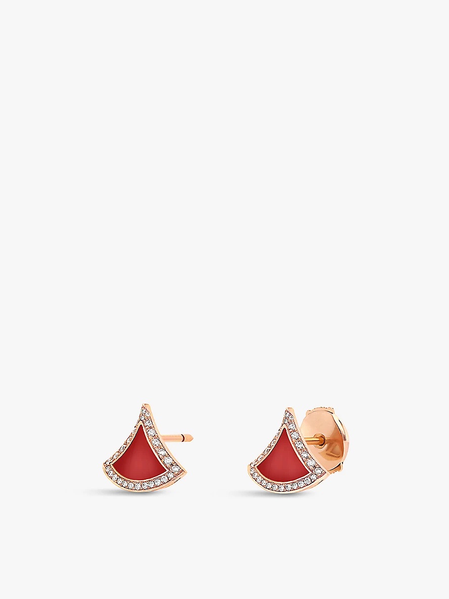 Divas’ Dream 18ct rose-gold, 0.10ct diamond and carnelian earrings - 4