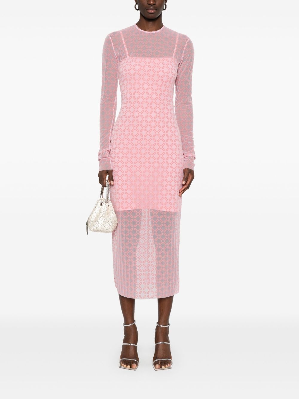 flocked-logo midi dress - 2