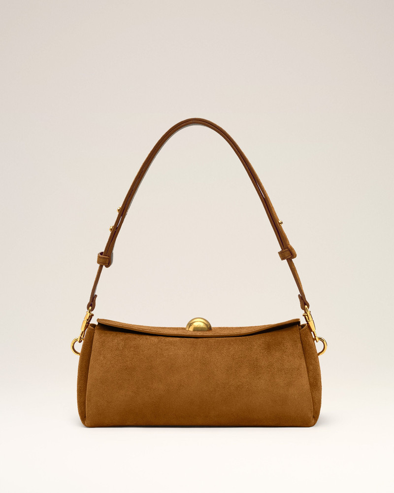 BROWN SUEDE LEATHER CARROUSEL BAG 1