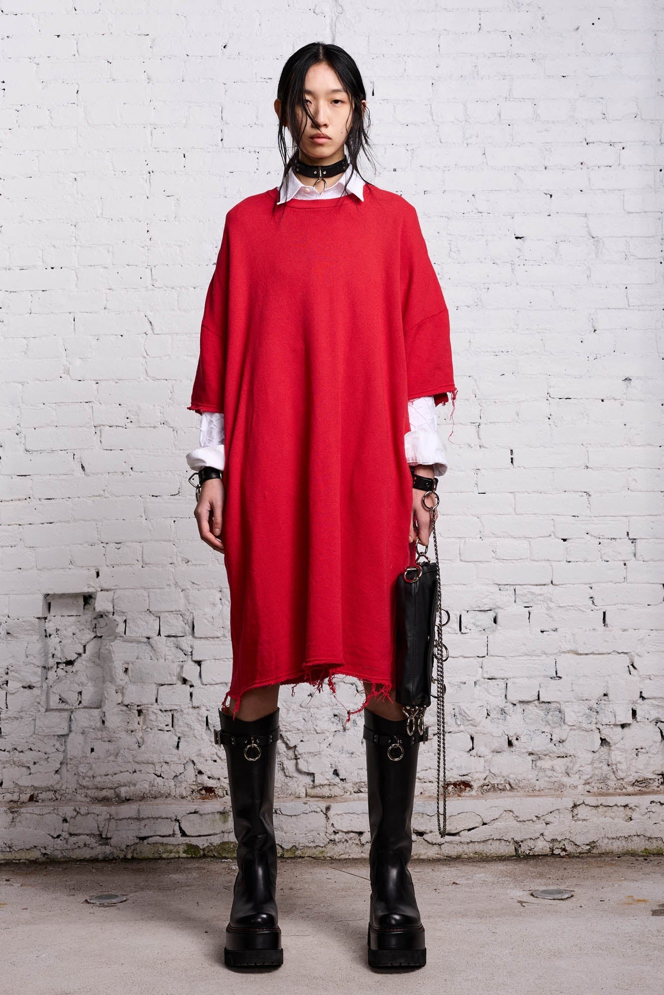 ELONGATED SHIRTDRESS - RED - 2