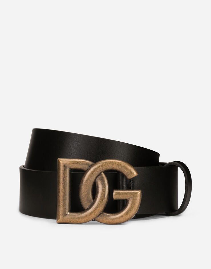 Lux leather belt with crossover DG logo buckle - 1