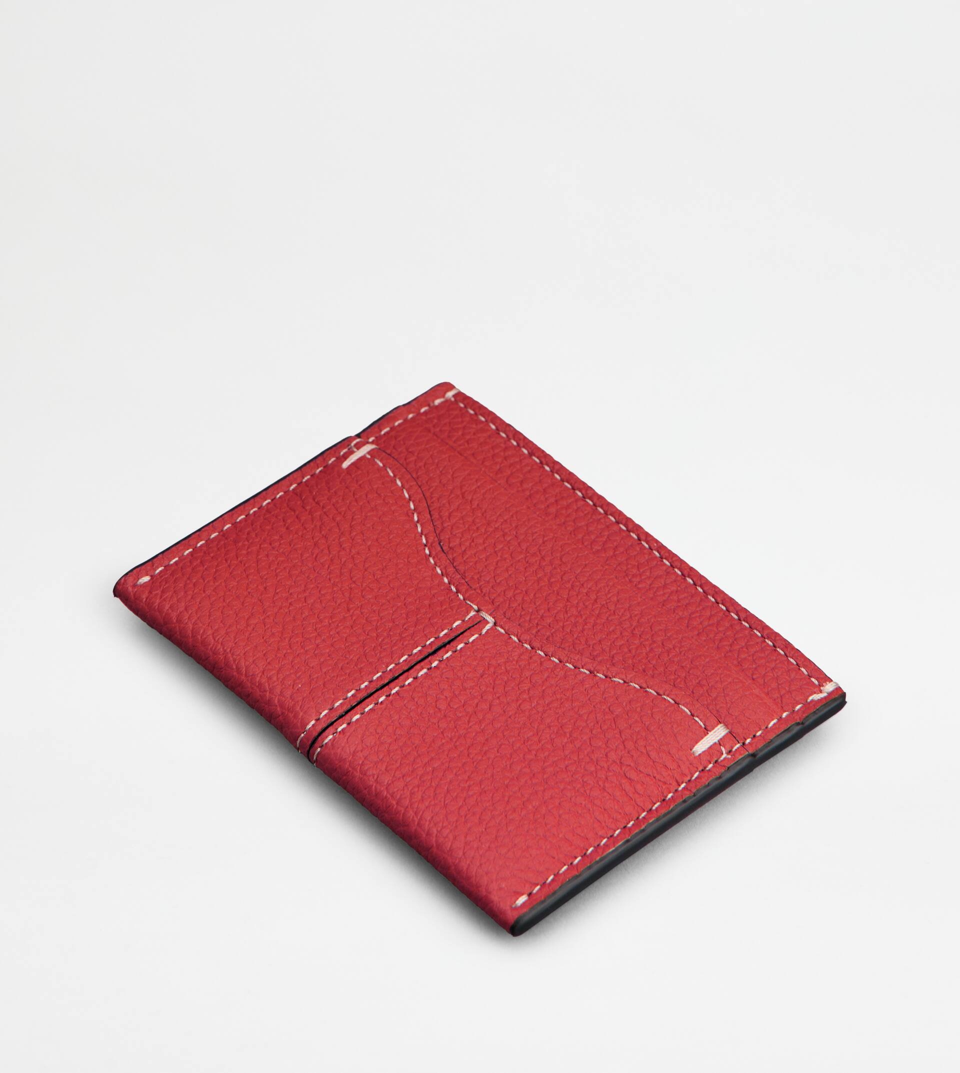 CARD HOLDER IN LEATHER - RED - 3