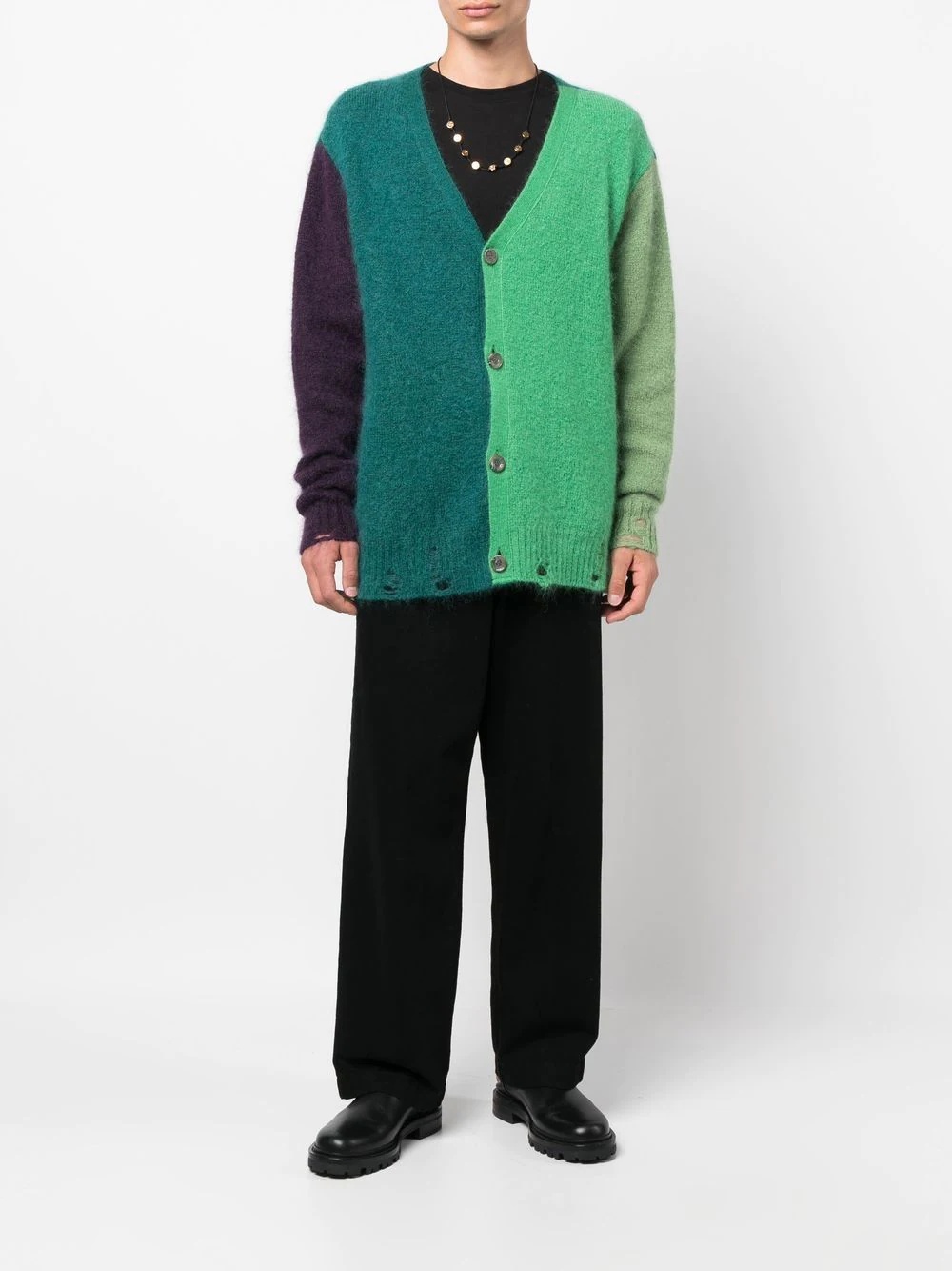 colour-block button-up cardigan - 2