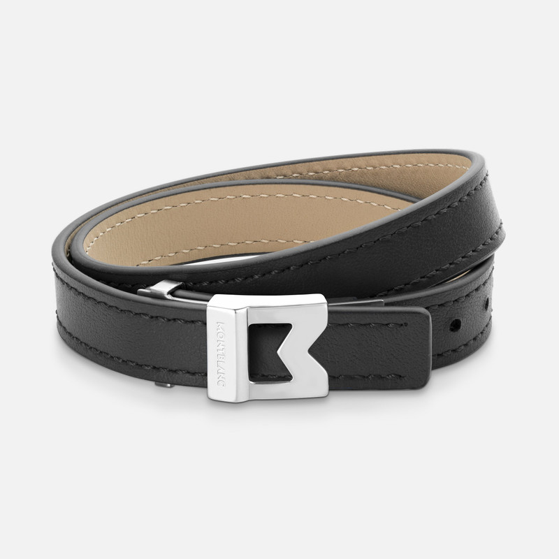 Bracelet Montblanc M logo Black leather, Adjustable size 1