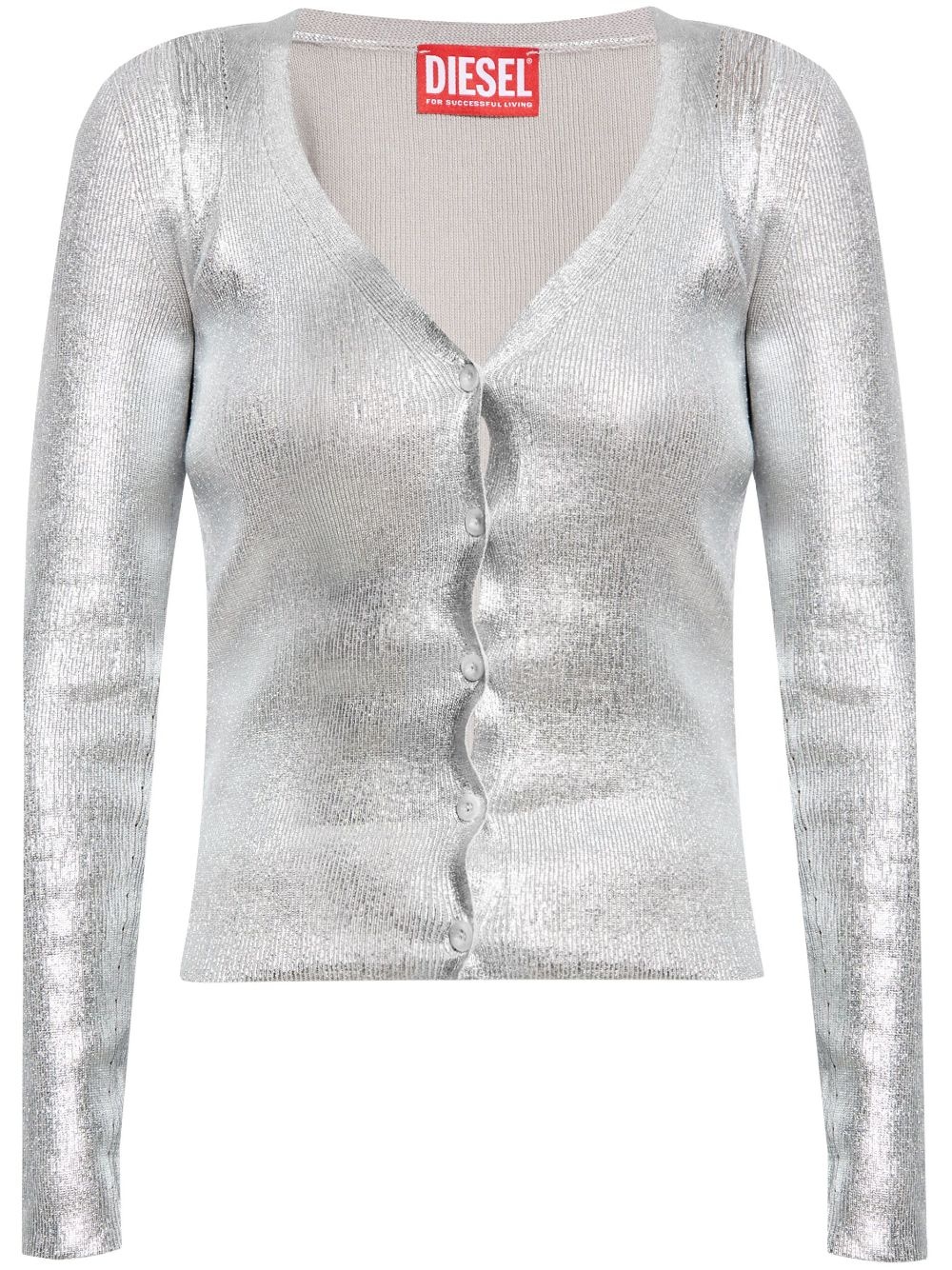 metallic knitted cardigan - 1