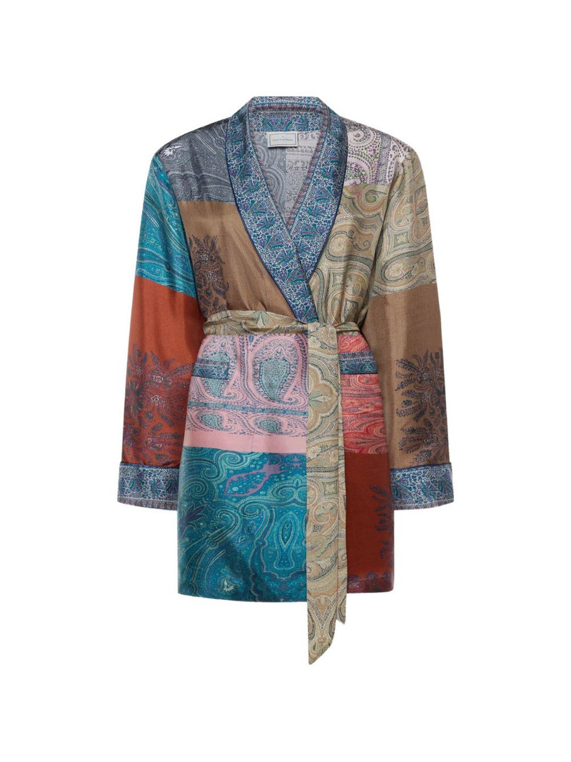 belted paisley-print kimono 1