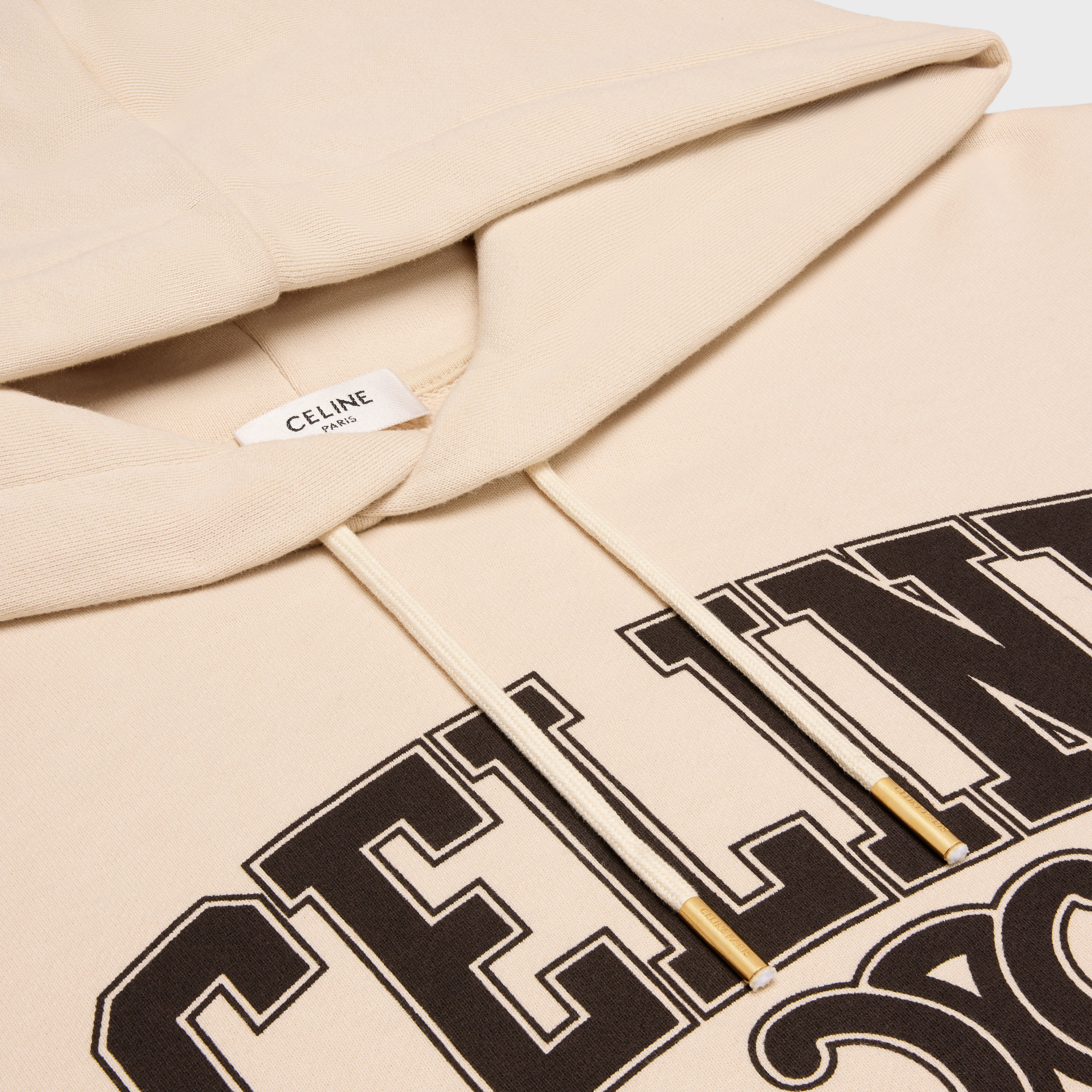oversized celine hoodie in cotton fleece - 3