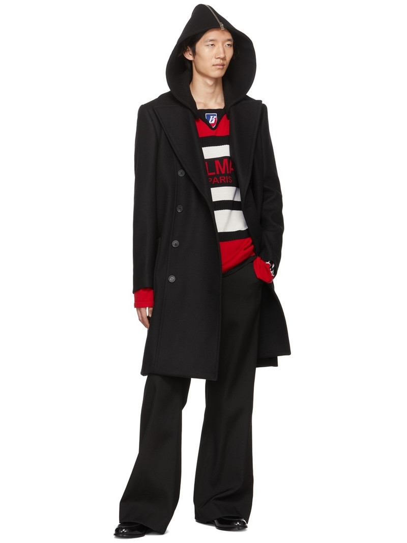 Balmain Black Wool Pea Coat outlook