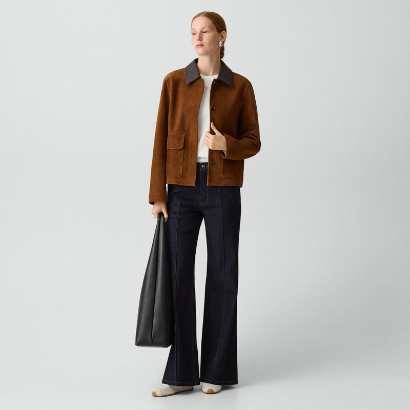 Theory Boxy Patch Pocket Jacket in Suede outlook