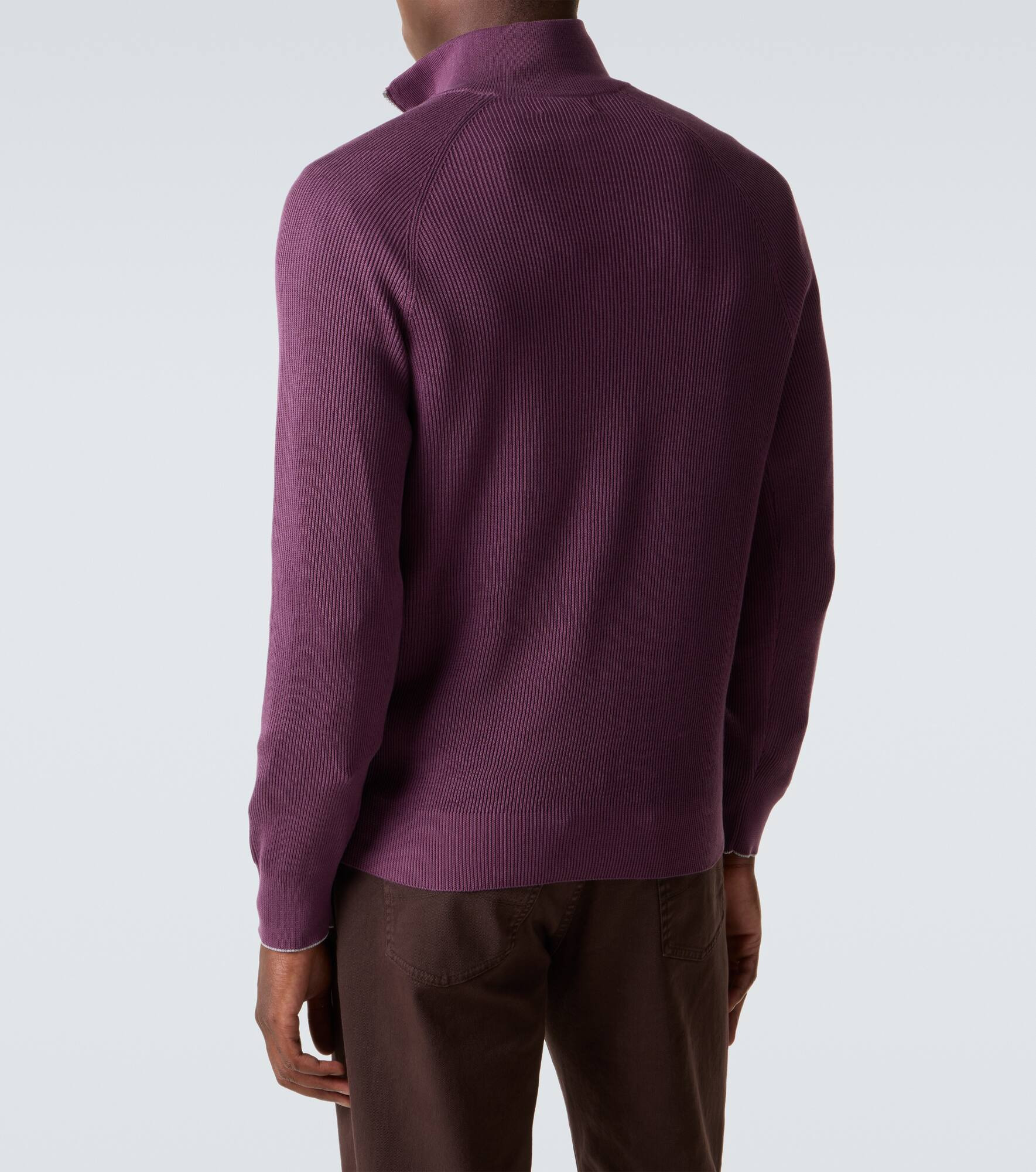 Ribbed-knit cotton half-zip sweater - 4