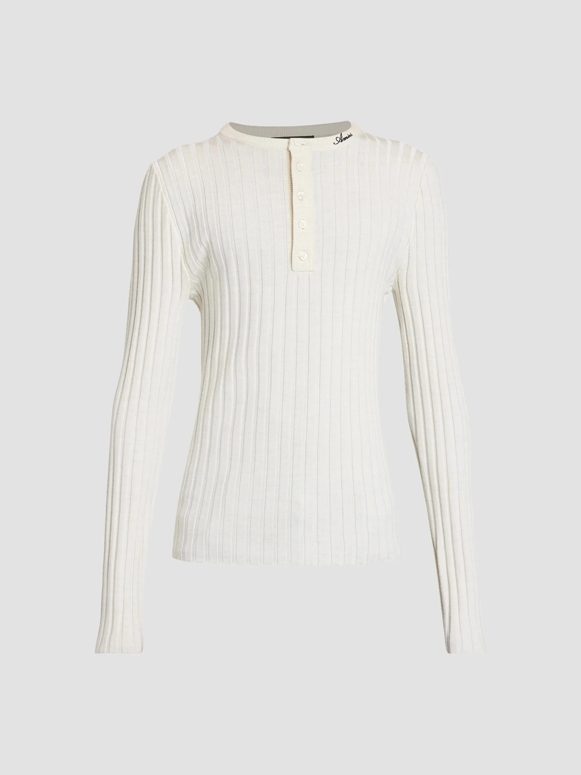 Men's Logo Script Knit Henley Top - Alabaster - 1