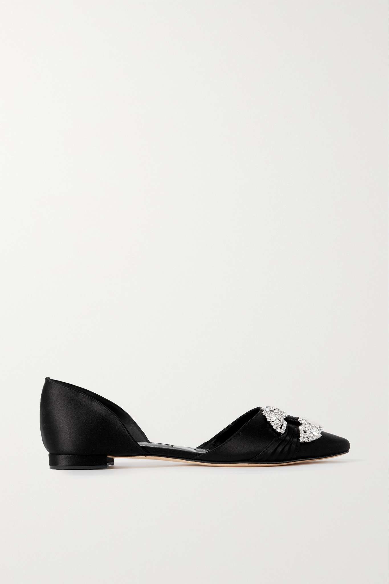 Luanda crystal-embellished satin point-toe flats - 1