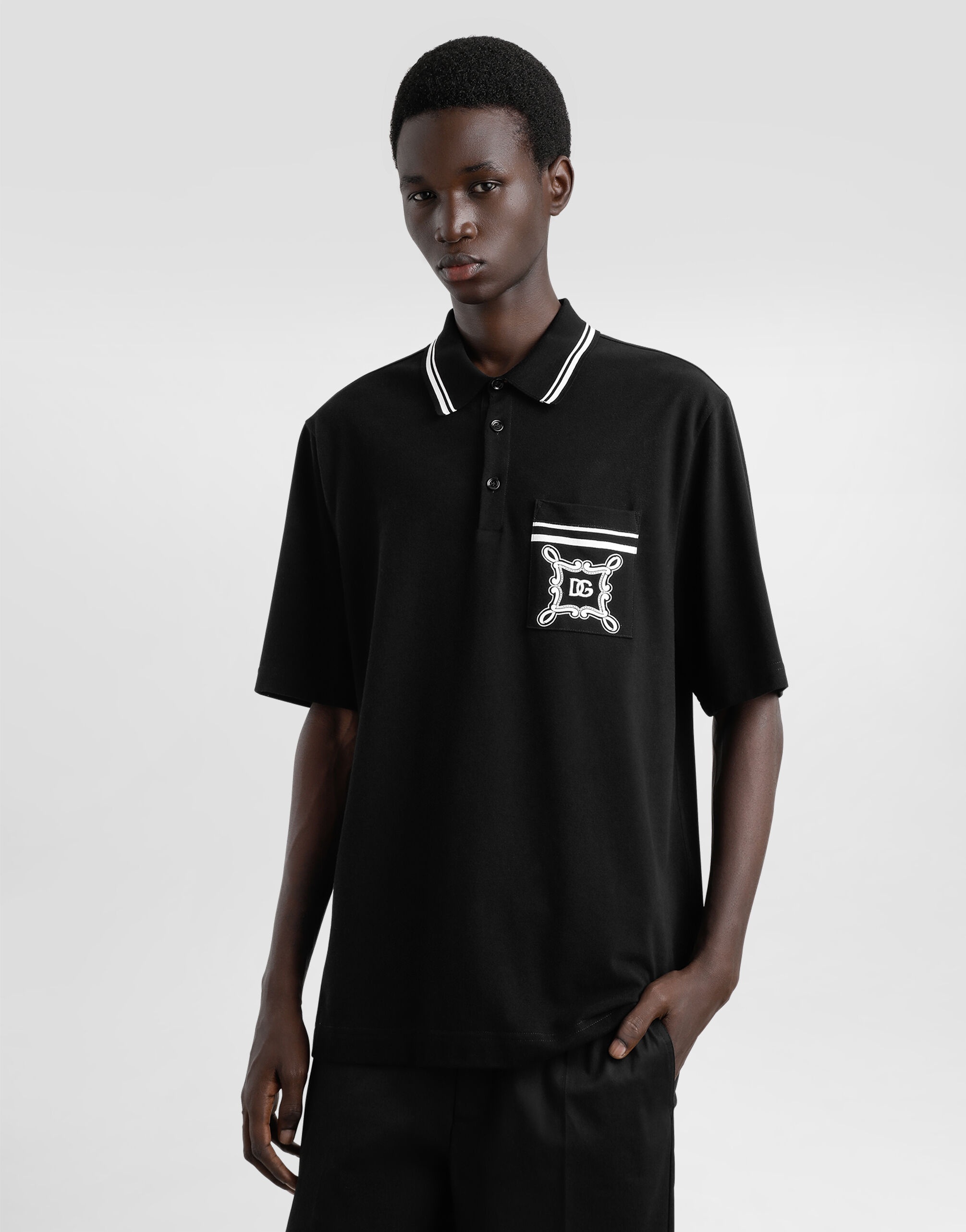 Cotton polo-shirt with bandanna-print details - 4