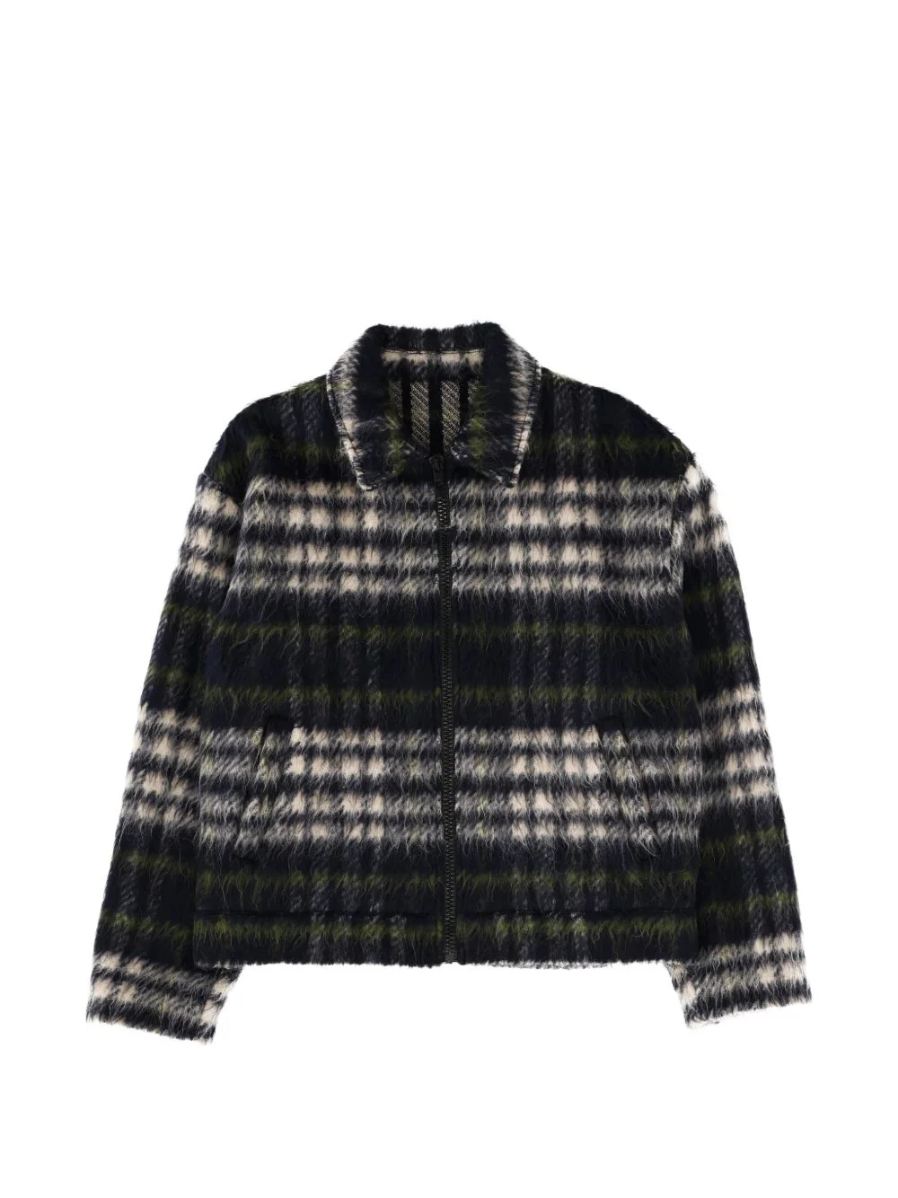 check-pattern zip-up jacket - 1