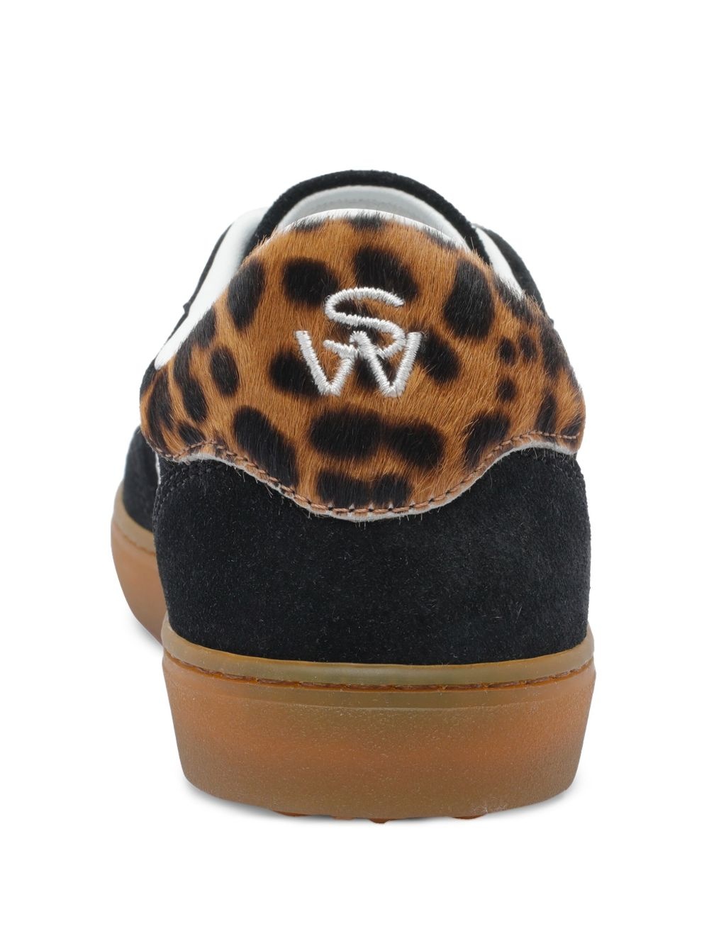 Runaround suede leather leopard-print detail sneakers - 4
