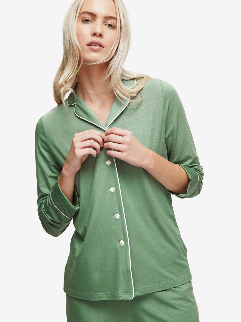 Derek Rose Women's Pyjamas Lara Micro Modal Stretch Sage Green outlook