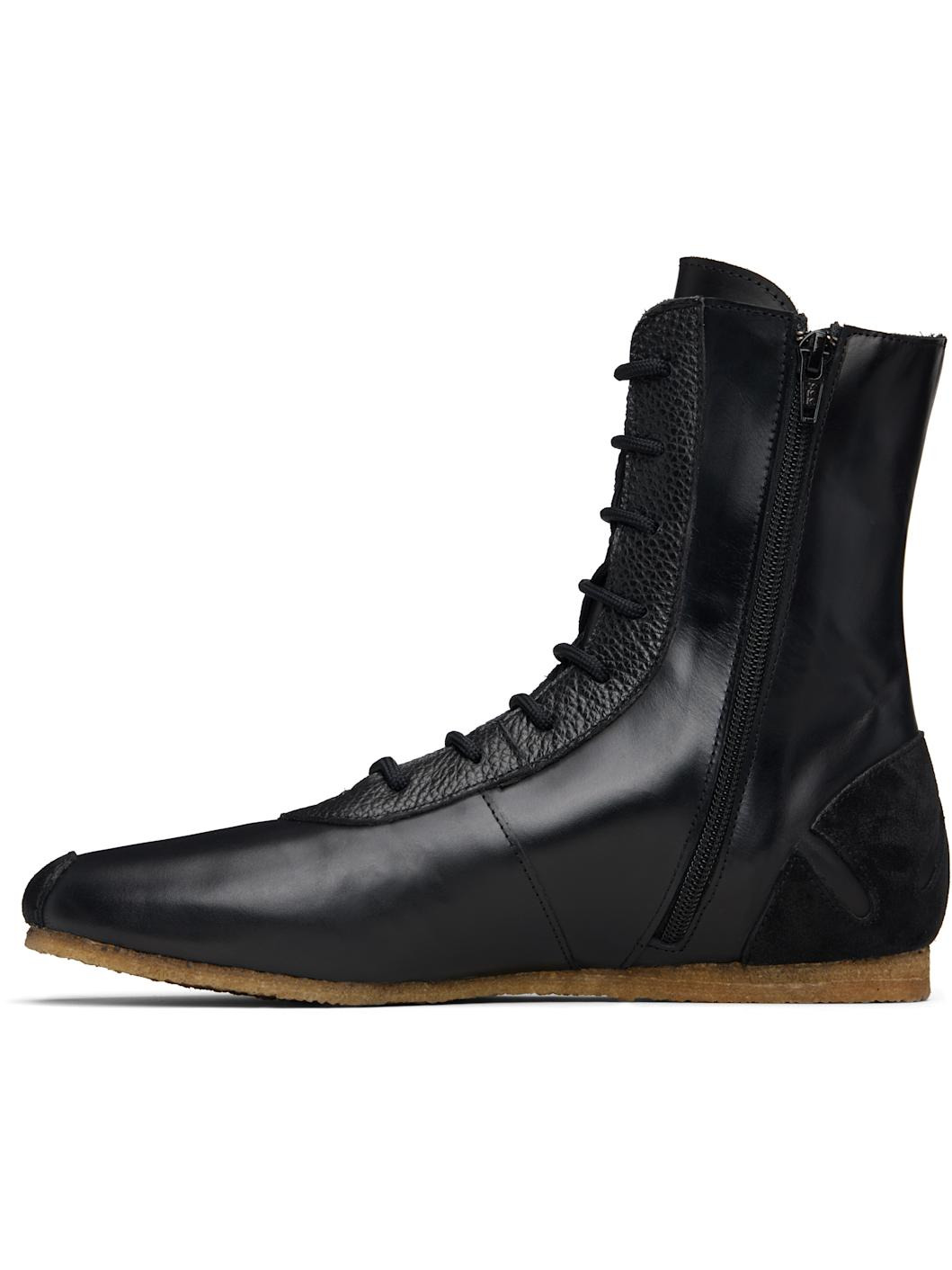 Black Slash Heel Boxer Sneakers - 3
