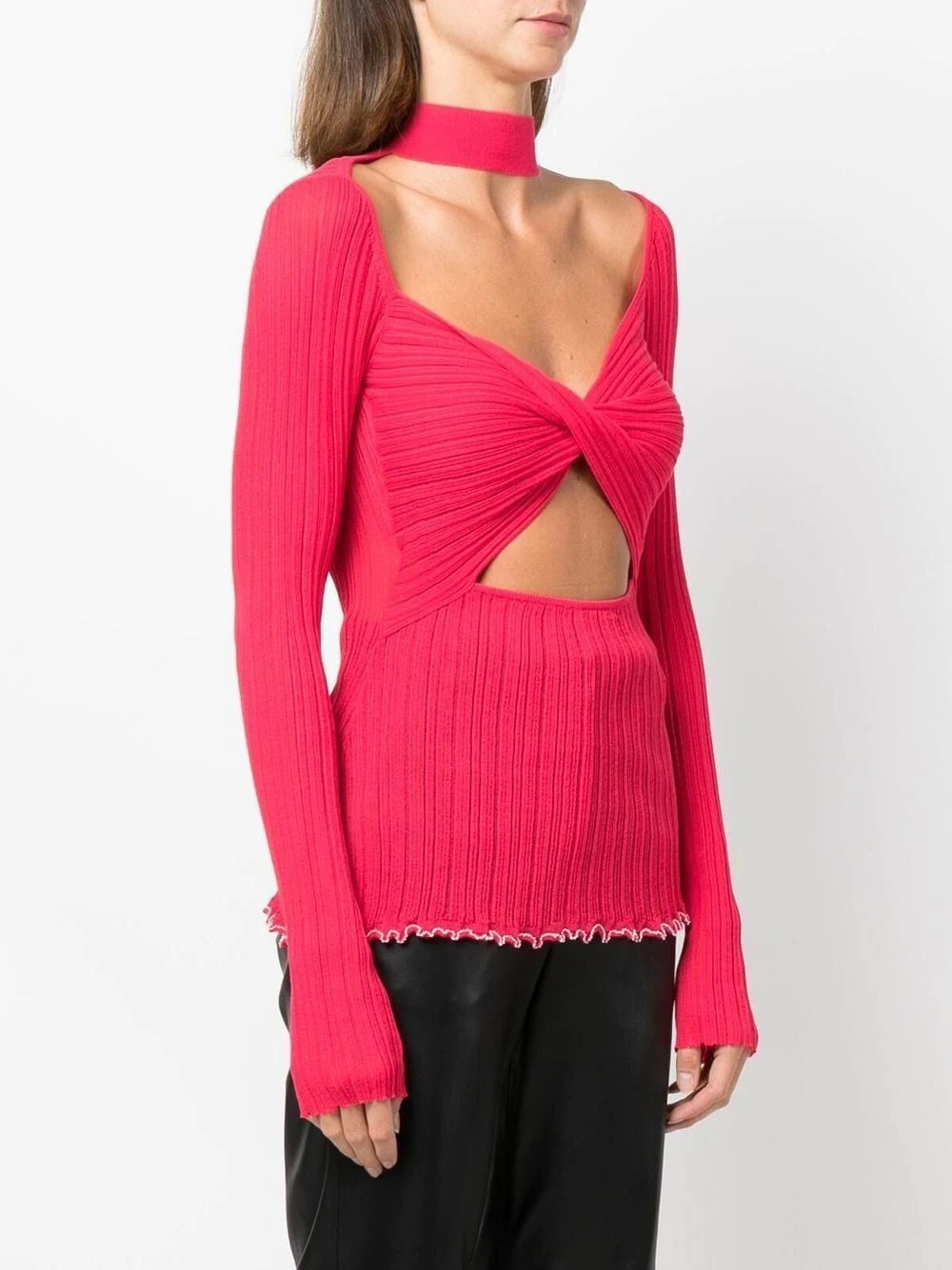 cut-out knitted top - 3