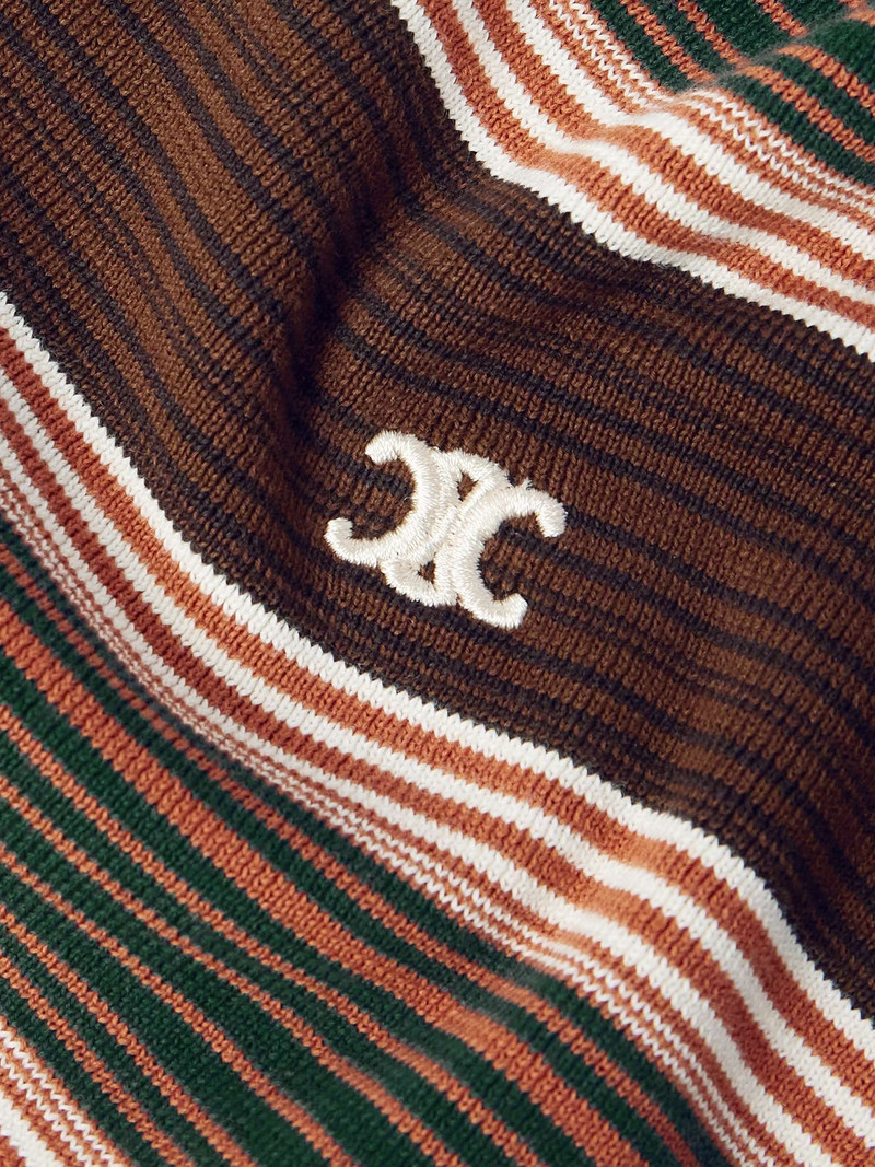 Logo-Embroidered Striped Cotton Polo Shirt 4