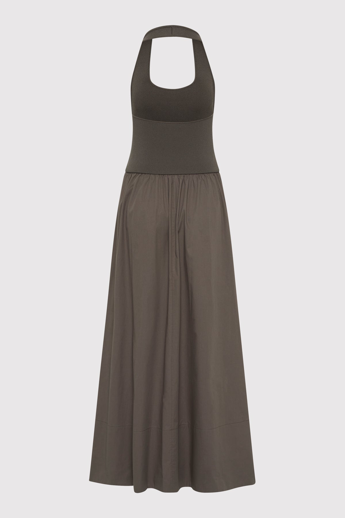 Halter Gathered Dress - Khaki - 8