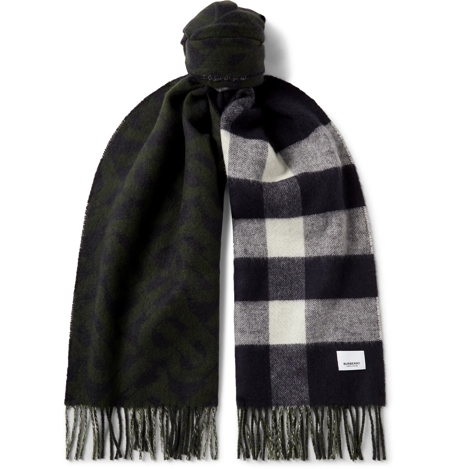 Reversible Fringed Cashmere-Jacquard Scarf - 1