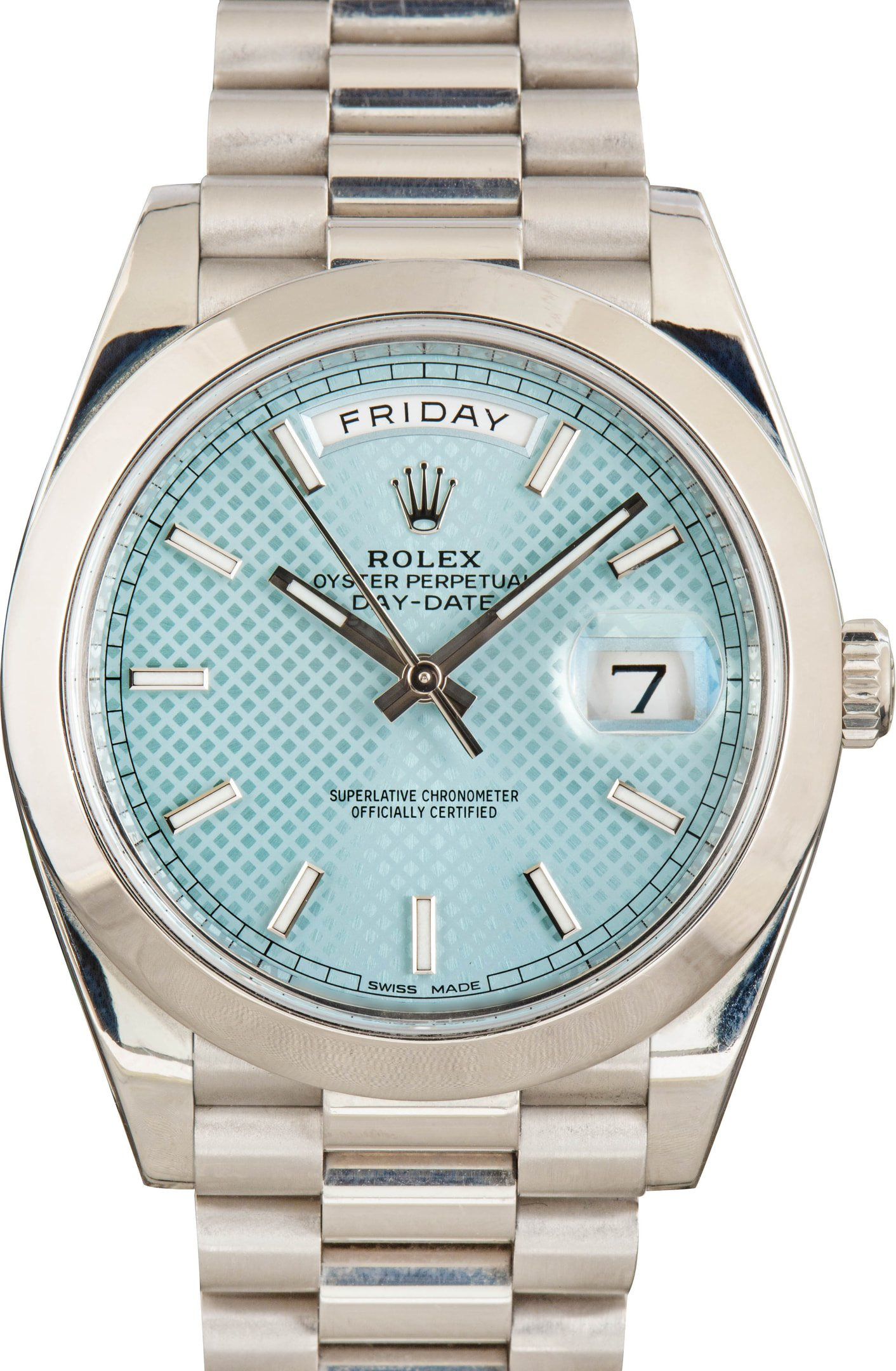 Rolex Day-Date 40 228206 Diagonal Motif Ice Blue Dial - 1