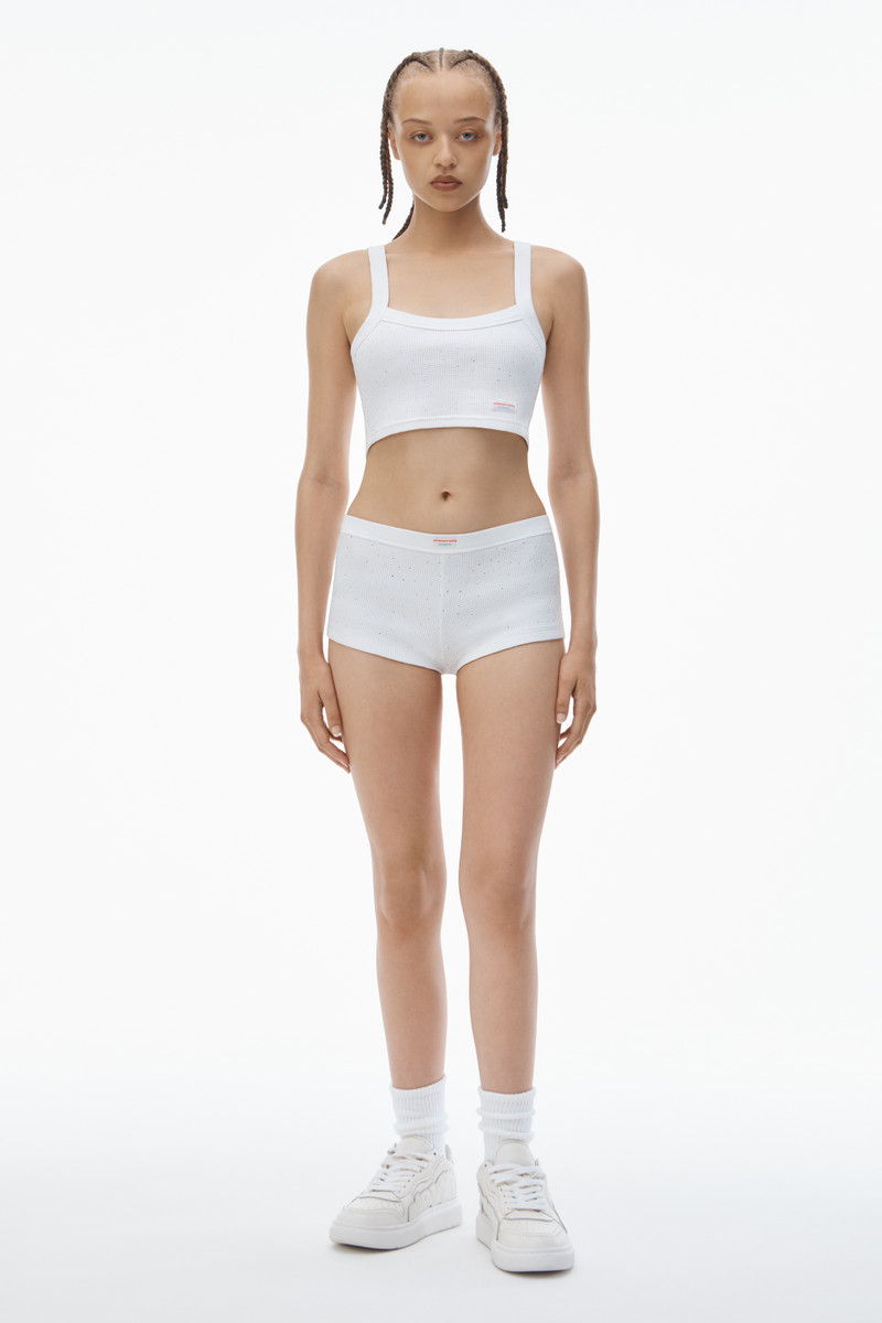 Crystal Hotfix Cropped Camisole in Waffle Knit 5