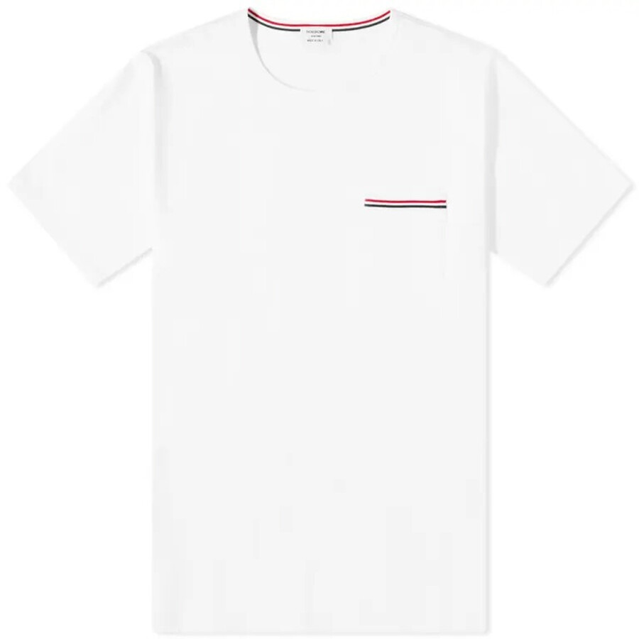 Thom Browne Men's White Jersey Pocket T-Shirt - 5