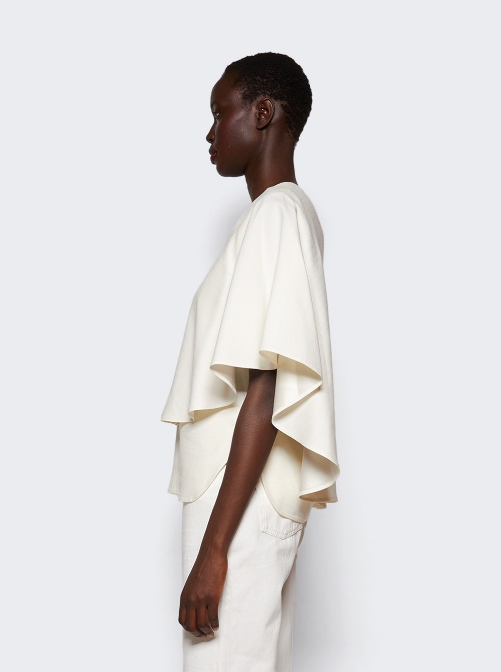 Cape V-neck Blouse Ivory - 4