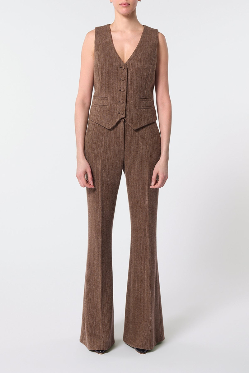 GABRIELA HEARST Coleridge Vest in Chocolate Multi Cashmere Virgin Wool Herringbone outlook