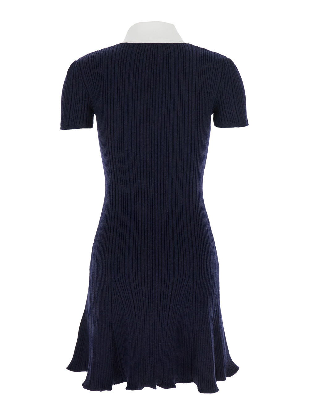 Self-Portrait Women Navy Contrast Collar Knit Mini Dress - 2