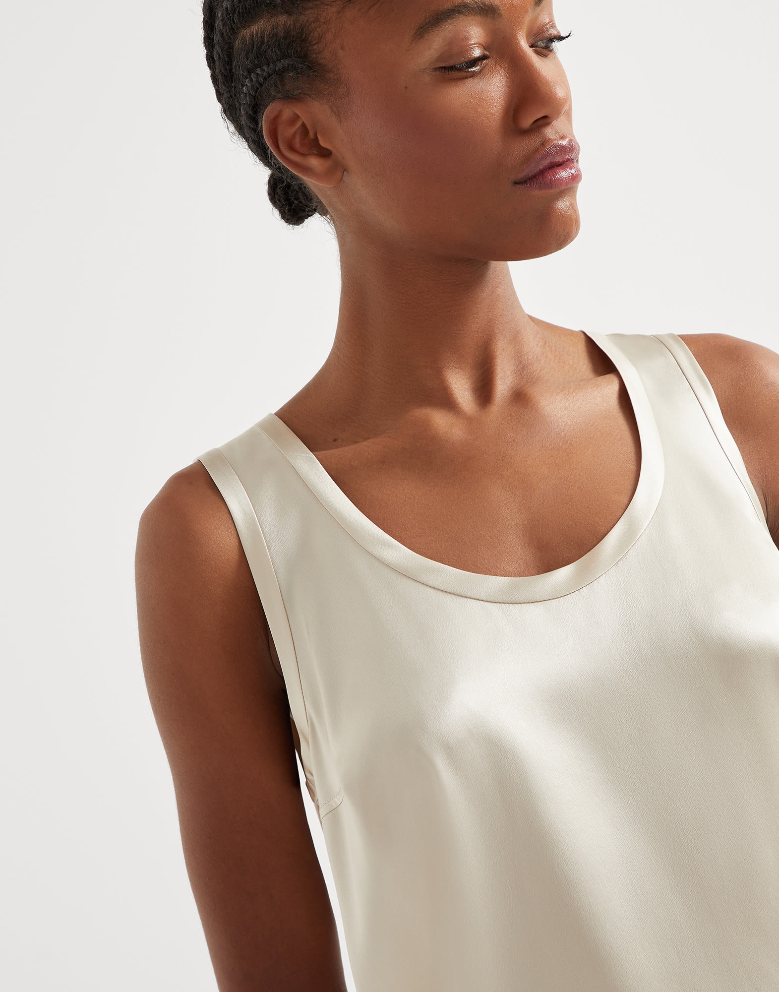 Stretch silk satin reversible top - 3