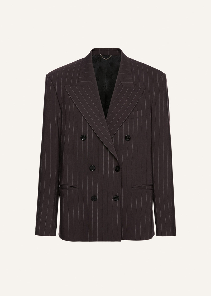 Pinstripe double-breasted blazer in dark brown 1