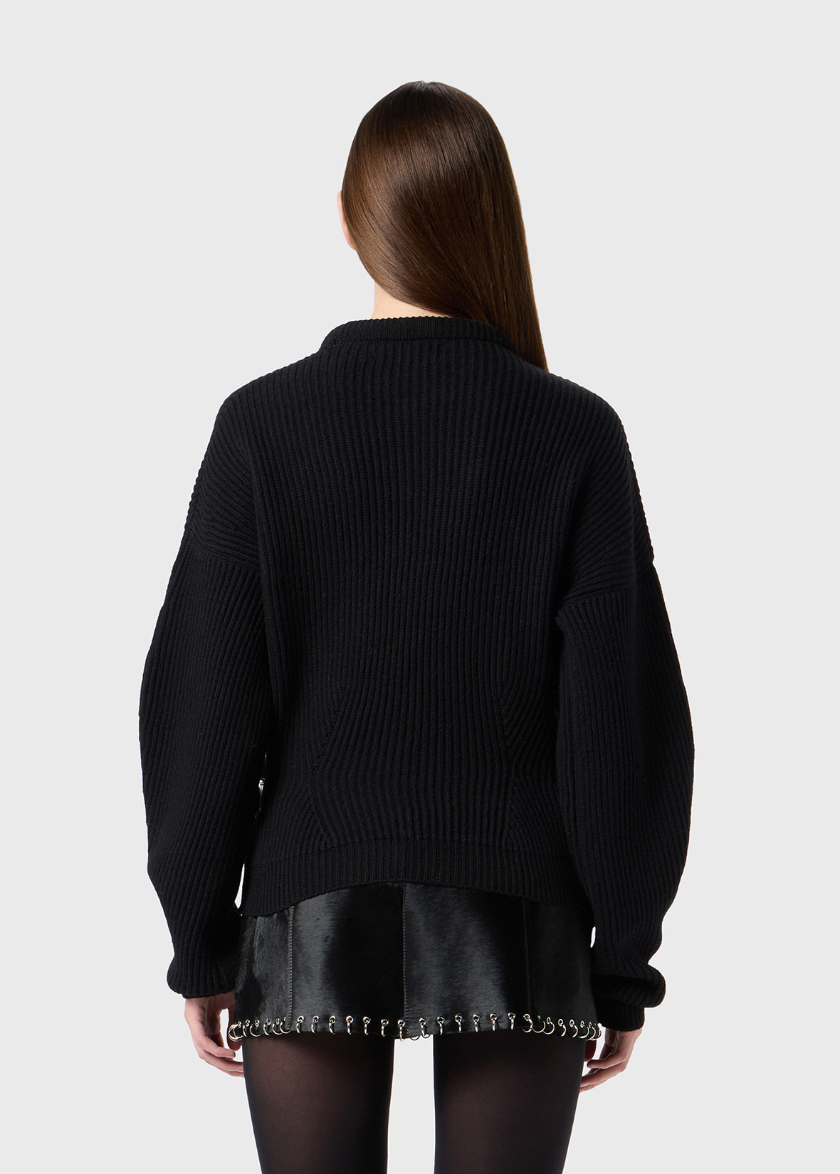 RIBBED WOOL SWEATER WITH STRAPS AND BUCKLES - 4