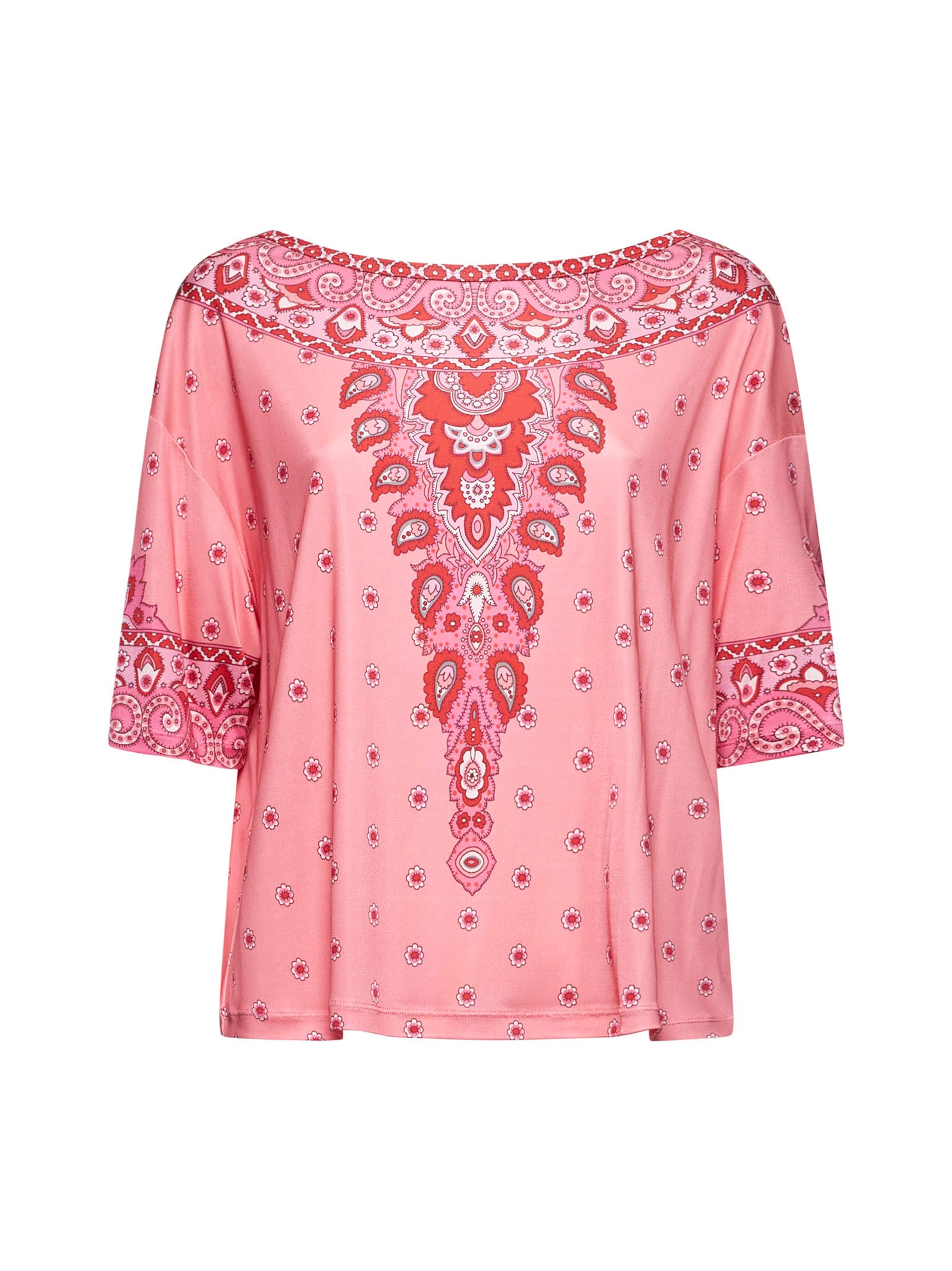 Pink Paisley print stretch jersey top - 1