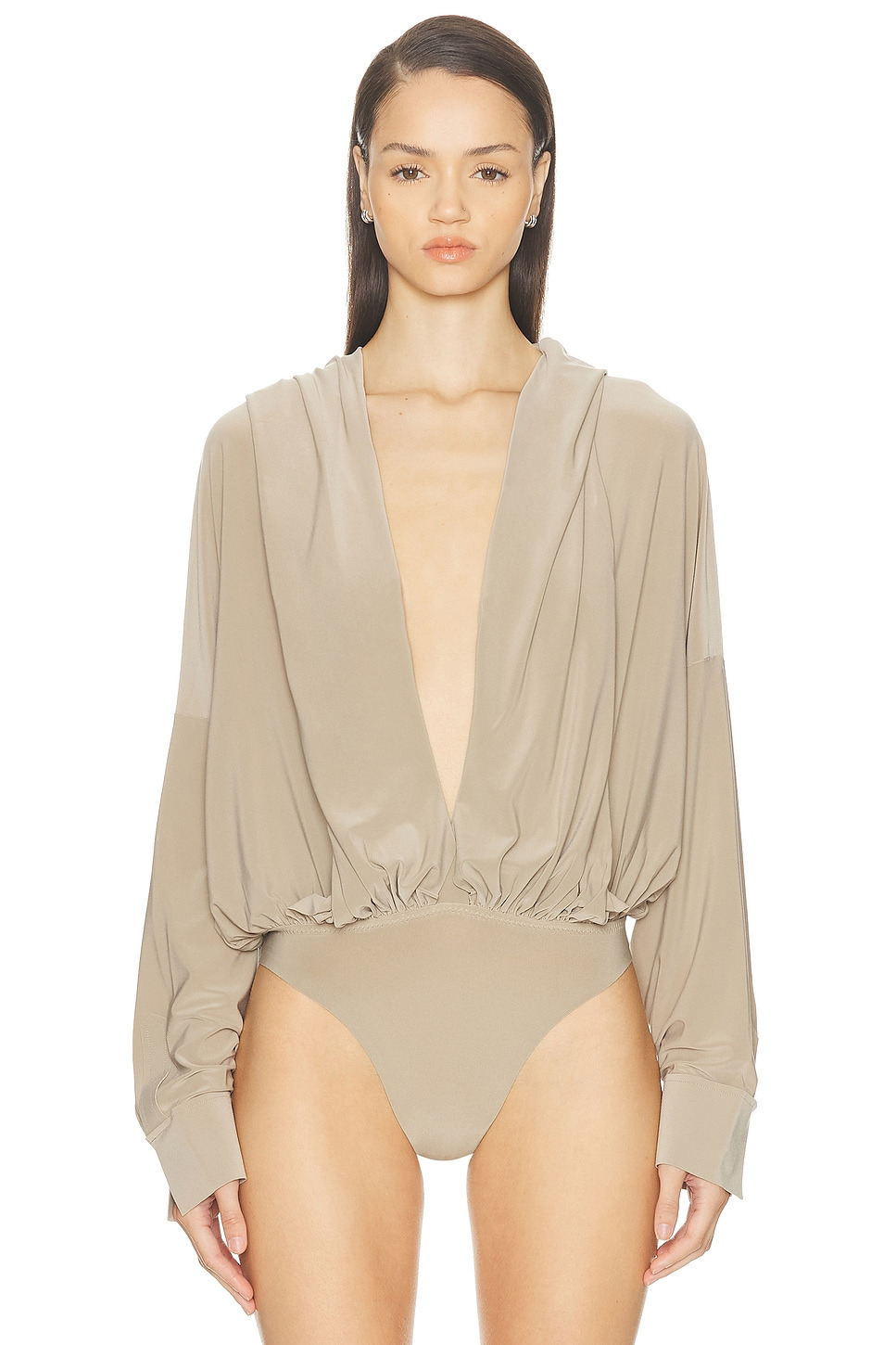 Hooded Super Oversized Boyfriend Bodysuit - 2