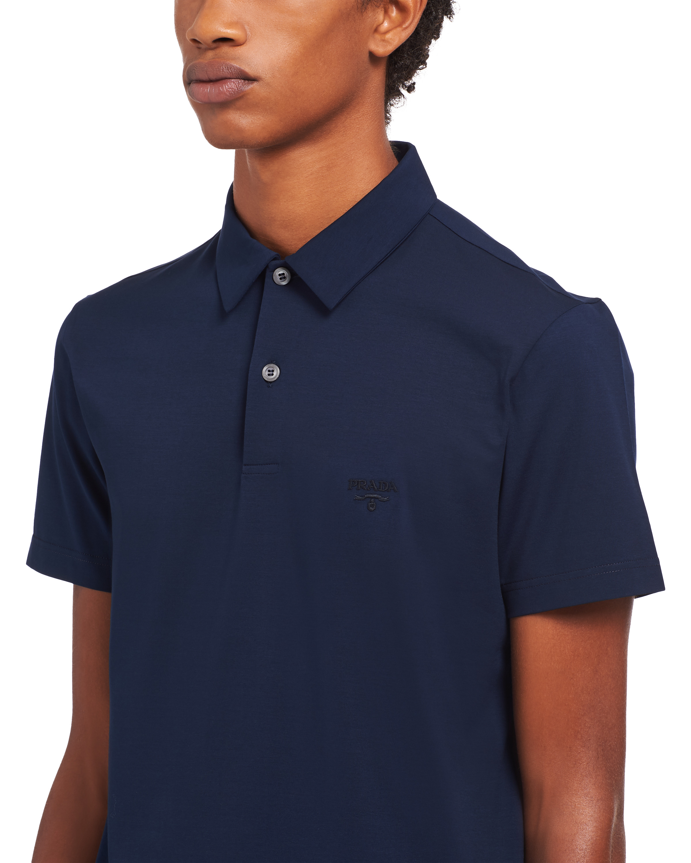 Stretch cotton polo shirt with embroidered logo - 5