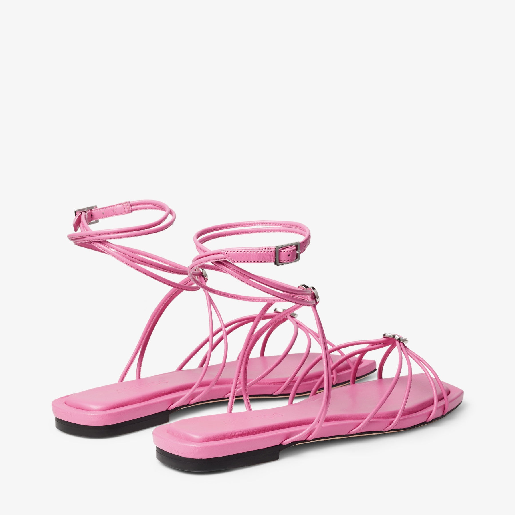 Indiya Flat
Candy Pink Nappa Leather Flat Sandals with Crystal Hearts - 6