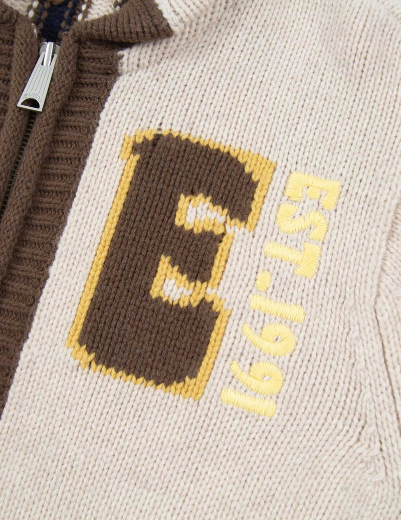 DARUMA INTARSIA-KNIT ZIP-UP SWEATER 9