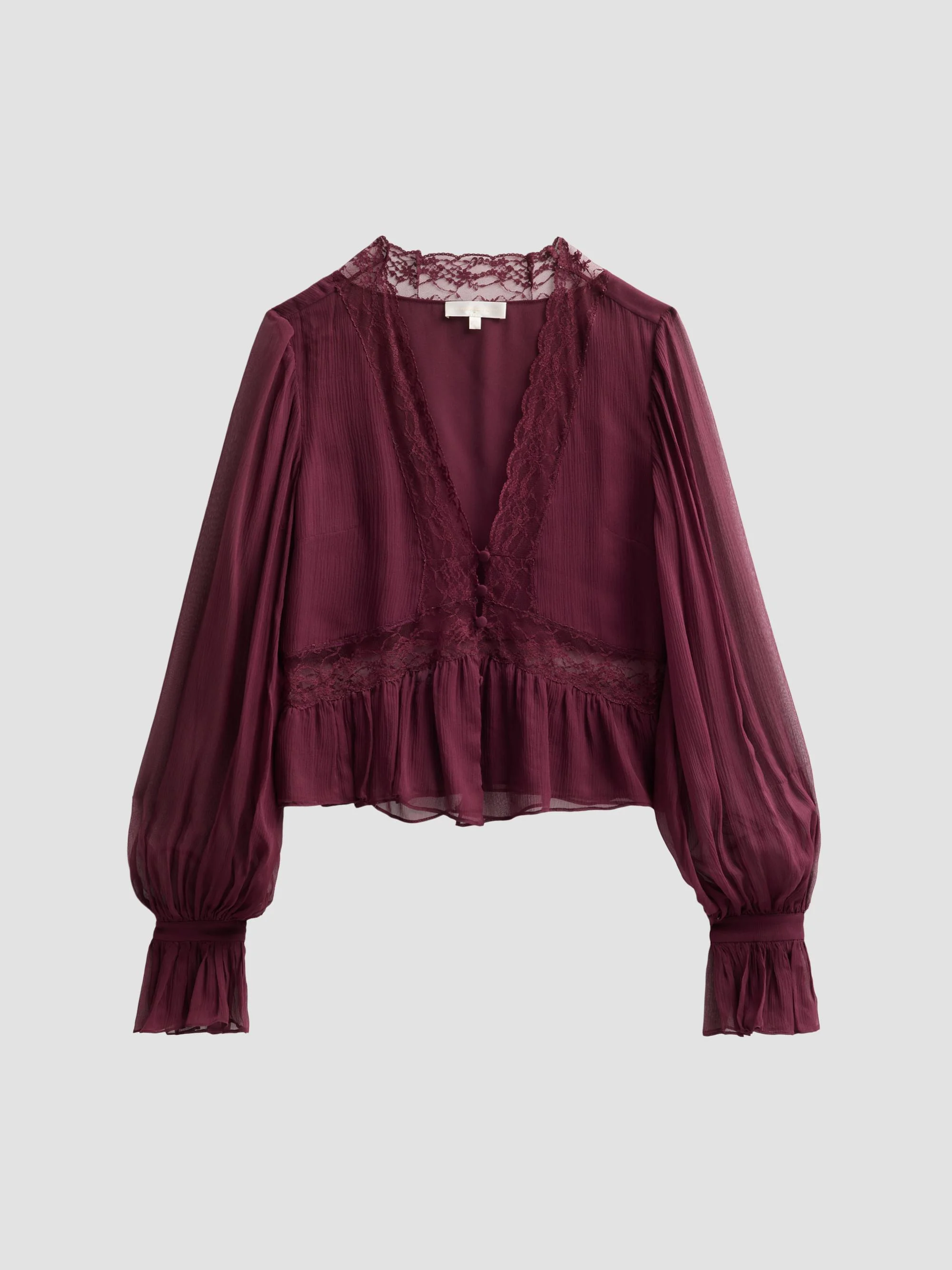 Women's Thessira Silk V-Neck Blouse - Faded Merlot - 1