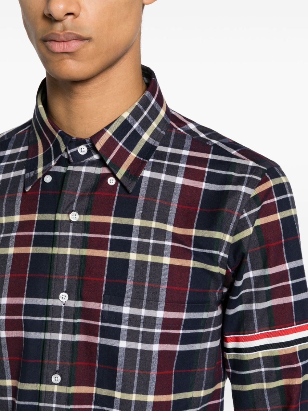 tartan-check flannel shirt - 5