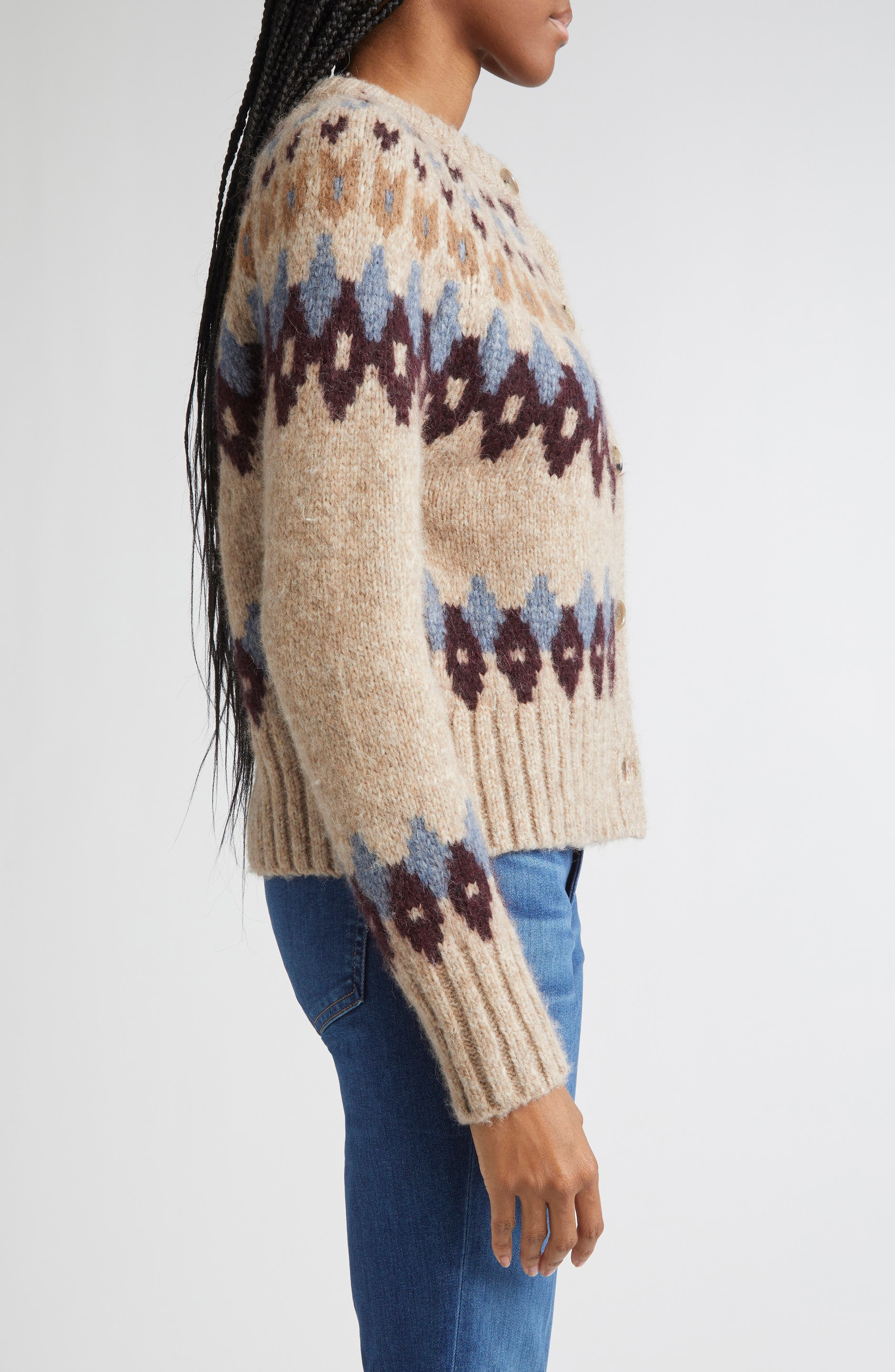 Veronica Beard Christina Baby Alpaca Blend Cardigan in Oatmeal Melange Multi at Nordstrom - 3