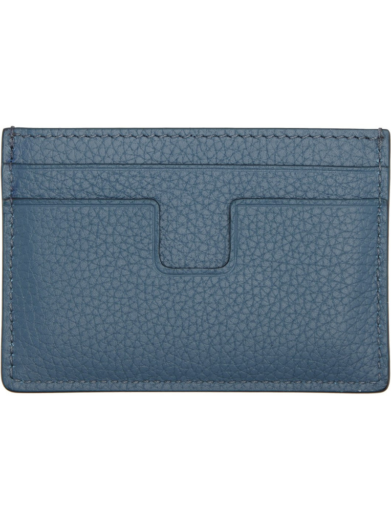 TOM FORD Blue Grain Leather Classic Card Holder outlook